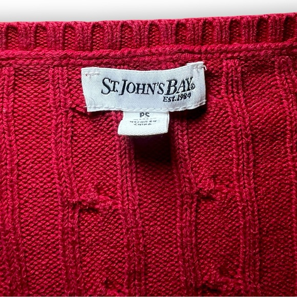 St. John’s Bay Red Cable knit V Neck Sweater - Picture 3 of 6